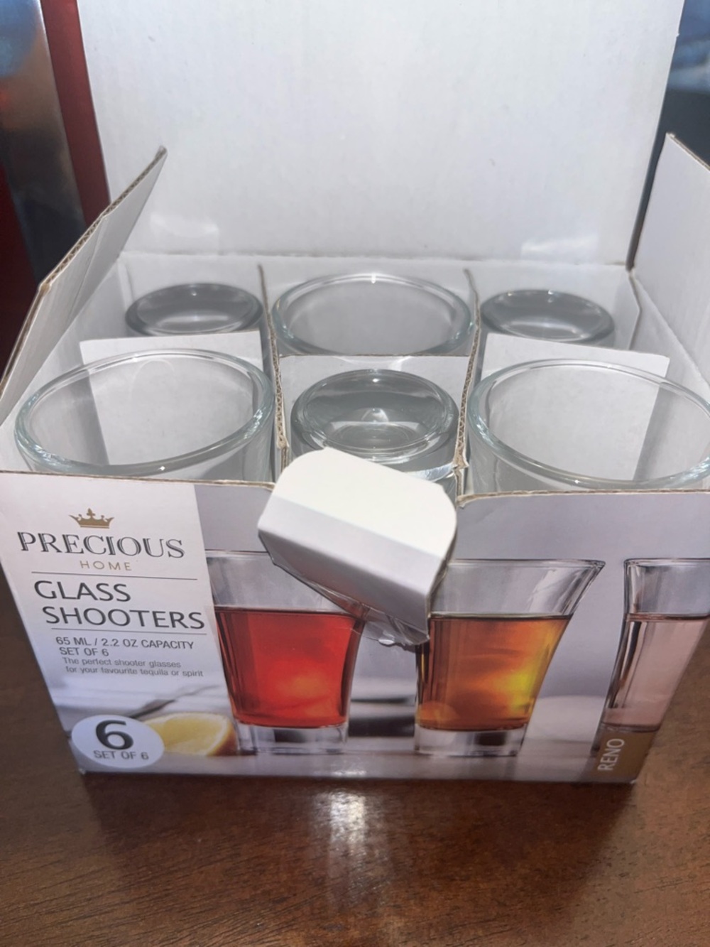 Red Metal Beverage Bucket with Handle - Home Dining & 6 Shot Glasses - Picture 3 of 6